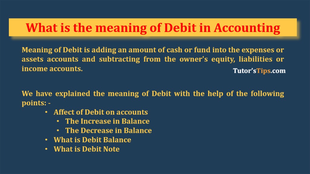 debit credit definition