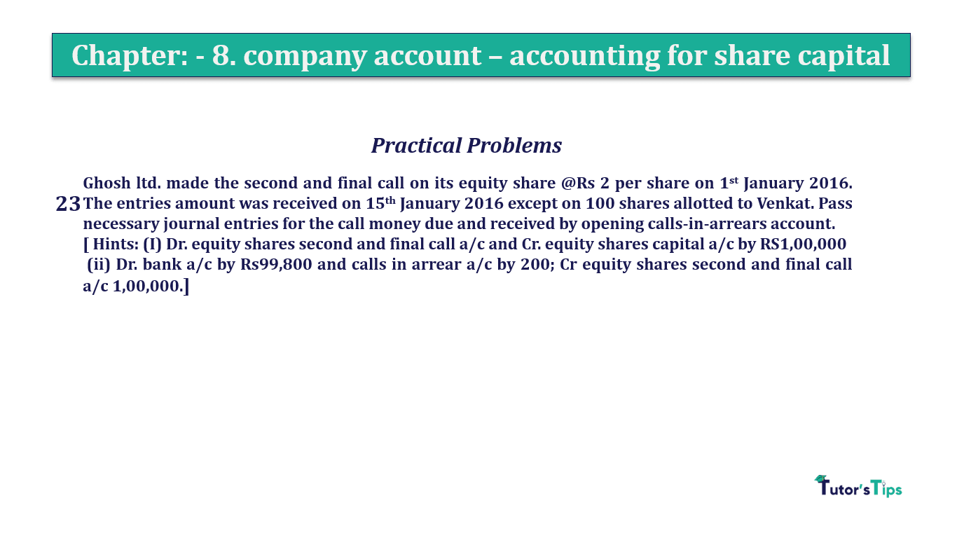 Question 23 Chapter 8 of +2-A