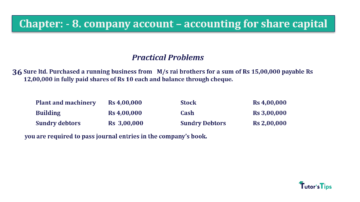 Chapter No. 8 - Company Accounts - Accounting for Share Capital Question No.36. Chapter No.8 T.S. Grewal 2 Book 2019 Solution min min 360x202 - Chapter No. 8 - Company Accounts - Accounting for Share Capital
