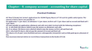 Chapter No. 8 - Company Accounts - Accounting for Share Capital Question No.60. Chapter No.8 T.S. Grewal 2 Book 2019 Solution min min 360x202 - Chapter No. 8 - Company Accounts - Accounting for Share Capital