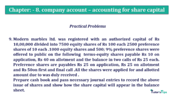 Chapter No. 8 - Company Accounts - Accounting for Share Capital Question No.9 Chapter No.8 T.S. Grewal 2 Book 2019 Solution min min 360x202 - Chapter No. 8 - Company Accounts - Accounting for Share Capital