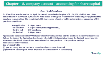 Chapter No. 8 - Company Accounts - Accounting for Share Capital Question No.71 Chapter No.8 T.S. Grewal 2 Book 2019 Solution min min min 360x202 - Chapter No. 8 - Company Accounts - Accounting for Share Capital