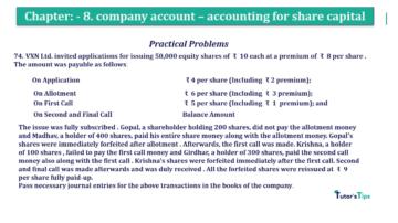 Chapter No. 8 - Company Accounts - Accounting for Share Capital Question No.74 Chapter No.8 T.S. Grewal 2 Book 2019 Solution min min 360x202 - Chapter No. 8 - Company Accounts - Accounting for Share Capital