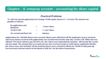 Chapter No. 8 - Company Accounts - Accounting for Share Capital Question No.76 Chapter No.8 T.S. Grewal 2 Book 2019 Solution min min 360x202 - Chapter No. 8 - Company Accounts - Accounting for Share Capital
