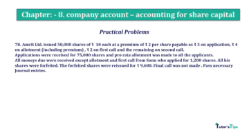 Chapter No. 8 - Company Accounts - Accounting for Share Capital Question No.78 Chapter No.8 T.S. Grewal 2 Book 2019 Solution min min 360x202 - Chapter No. 8 - Company Accounts - Accounting for Share Capital