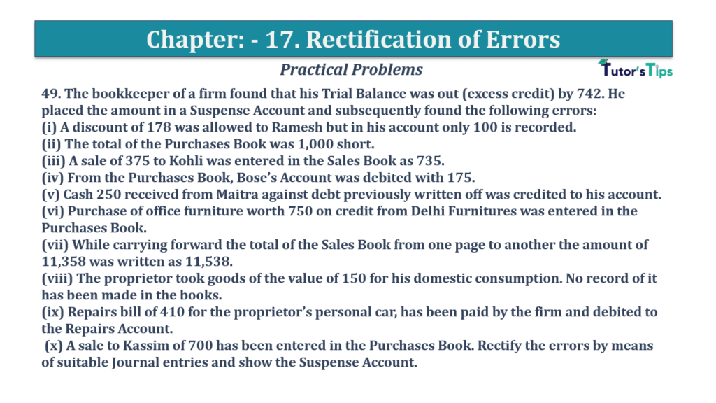 Question No.49- Chapter No.17- T.S. Grewal +1 Book 2019-Solution Question No 49 Chapter No 17