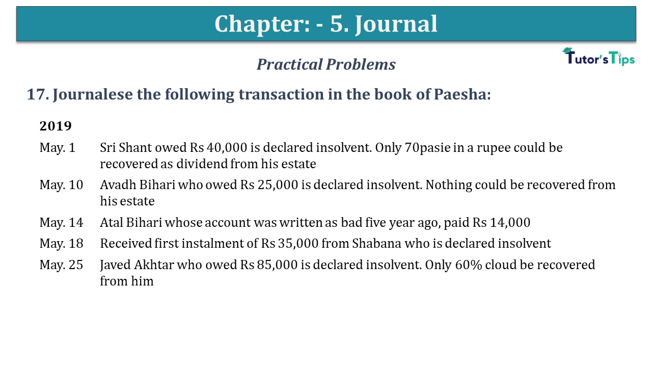 Question No 17 Chapter No 5