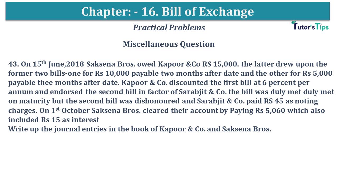 Question No 43 Chapter No 15