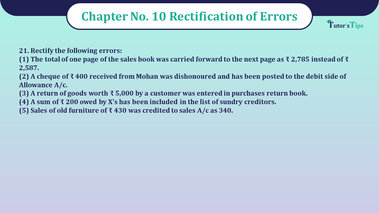 Question No 21 Chapter No 10 - Unimax 11 Class