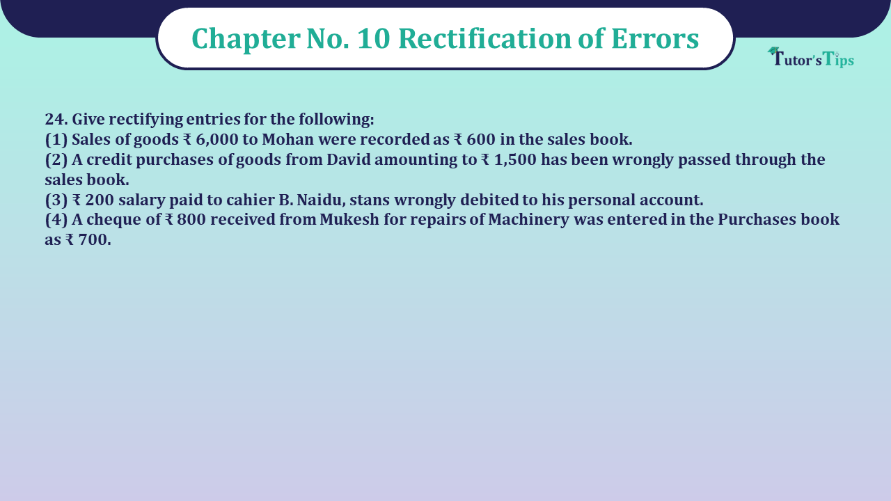 Question No 24 Chapter No 10 - Unimax 11 Class